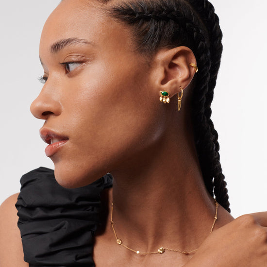 Molten Gemstone Charm Stud Earrings | 18ct Gold Plated Vermeil/Malachite Earrings Missoma