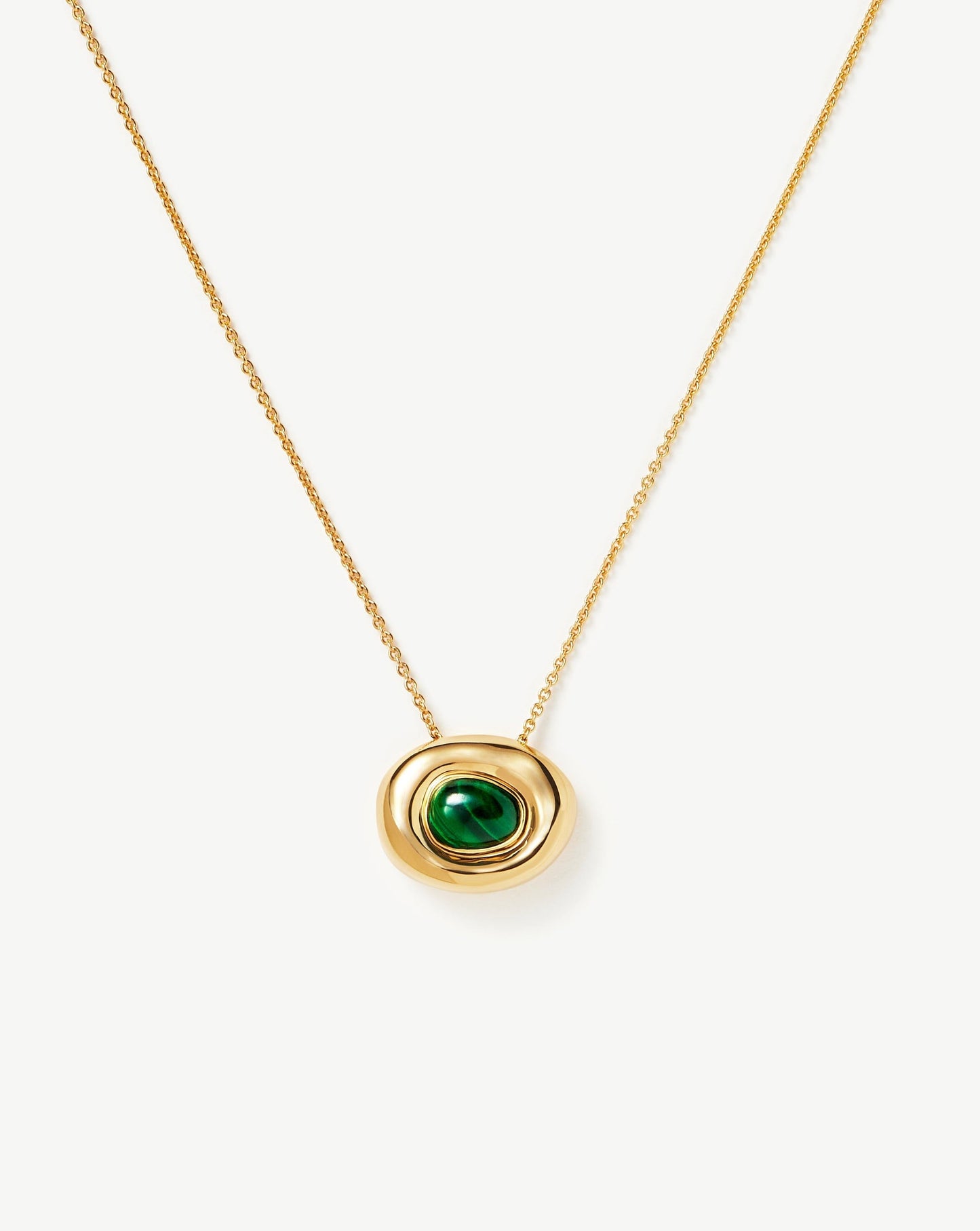 Molten Gemstone Doughnut Pendant Necklace | 18ct Gold Plated Vermeil/Malachite Necklaces Missoma
