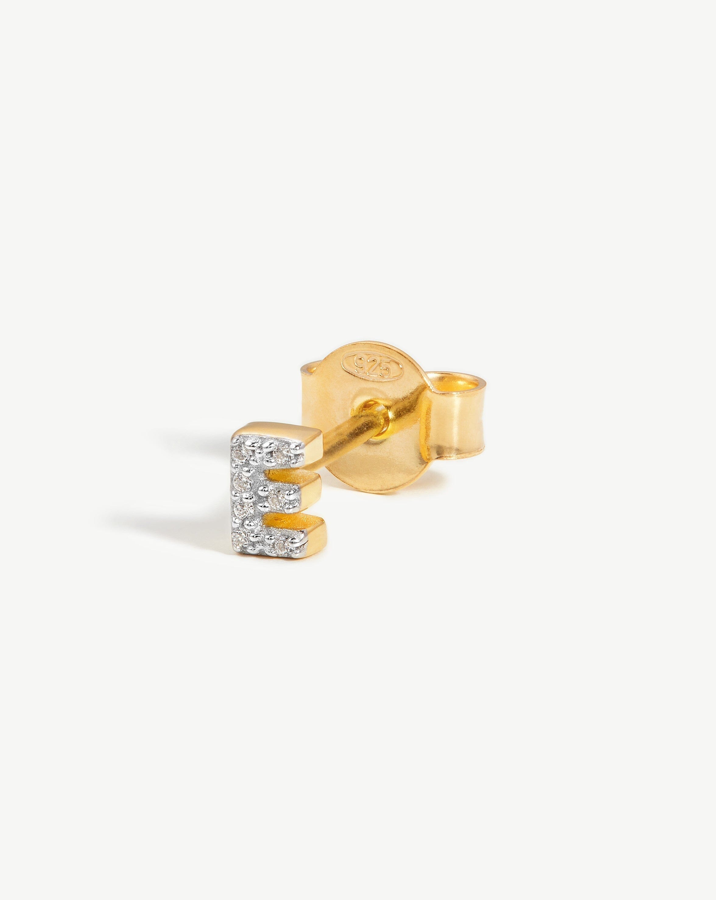 Pave Initial Single Stud Earring Initial E 18ct Gold Vermeil Cubic Missoma