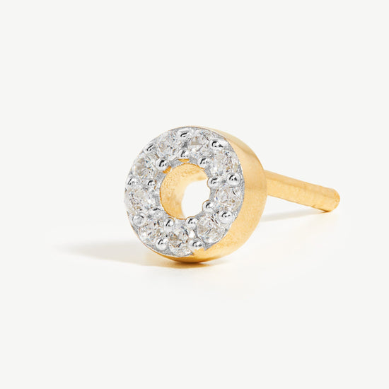 Pave Initial Single Stud Earring - Initial O | 18ct Gold Plated Vermeil/Cubic Zirconia Earrings Missoma