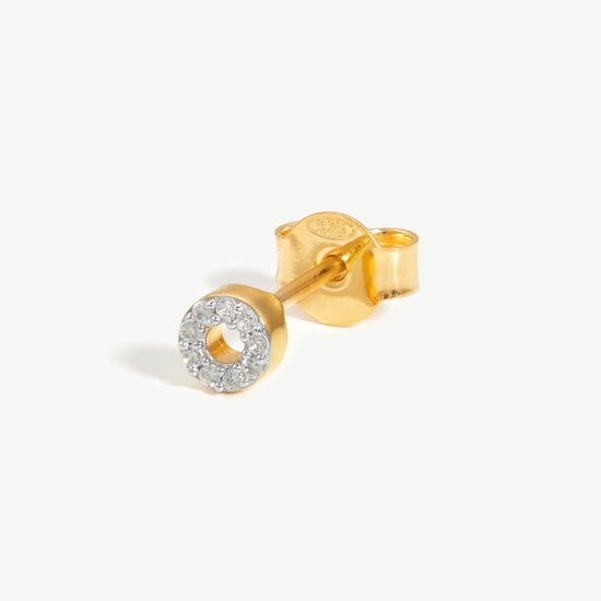 Pave Initial Single Stud Earring - Initial O | 18ct Gold Plated Vermeil/Cubic Zirconia Earrings Missoma