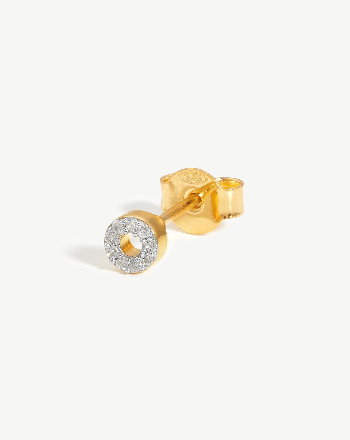 Pave Initial Single Stud Earring - Initial O | 18ct Gold Plated Vermeil/Cubic Zirconia Earrings Missoma