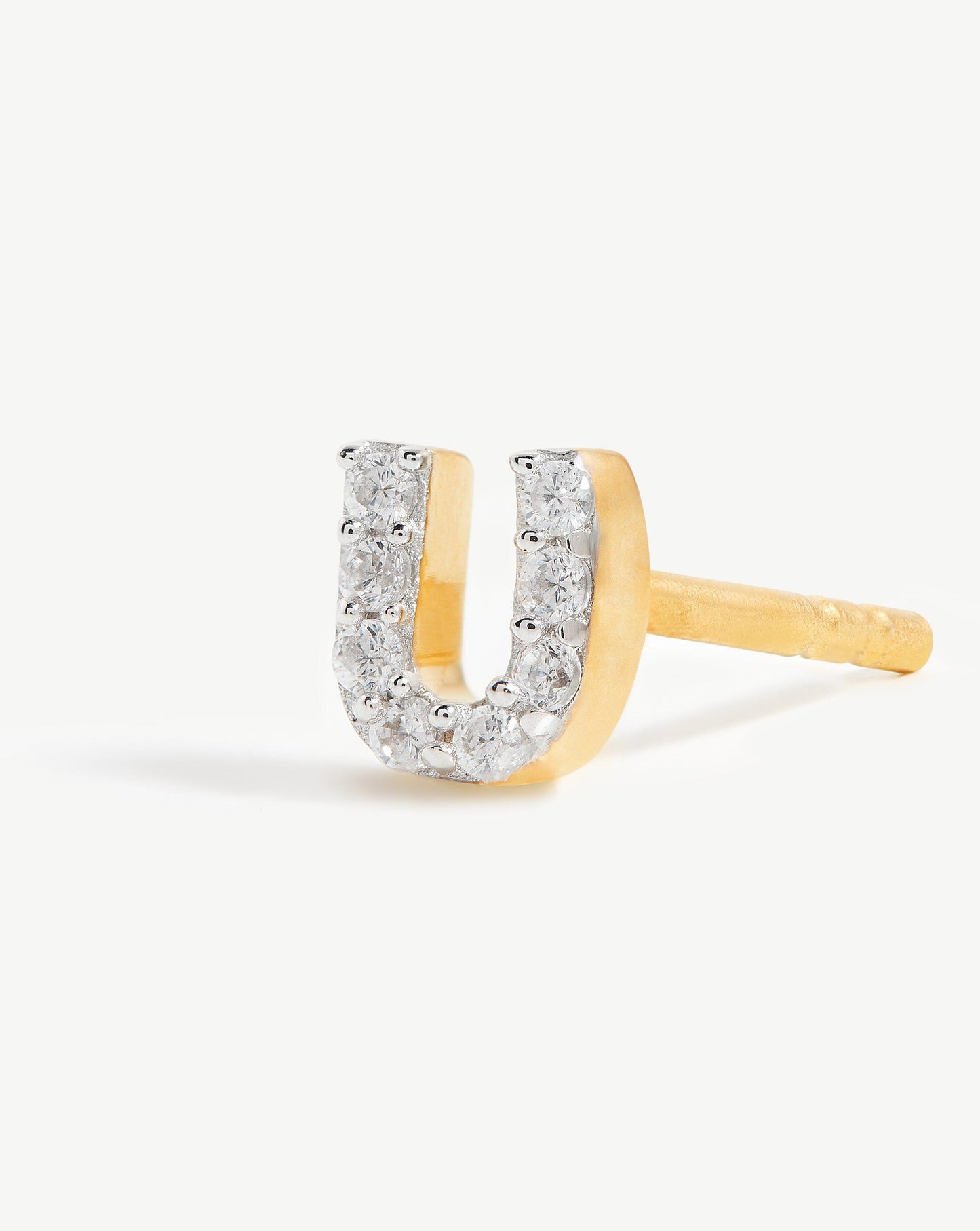 Pave Initial Single Stud Earring - Initial U | 18ct Gold Plated Vermeil/Cubic Zirconia Earrings Missoma