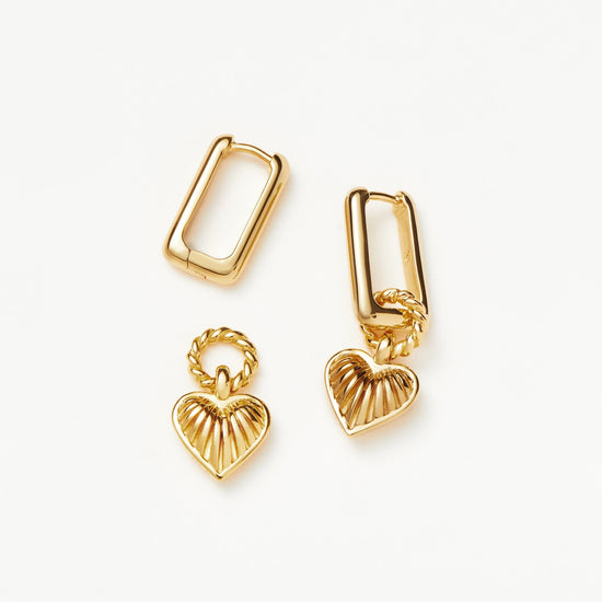Ridge Heart Charm Earrings | 18ct Gold Plated Vermeil Earrings Missoma
