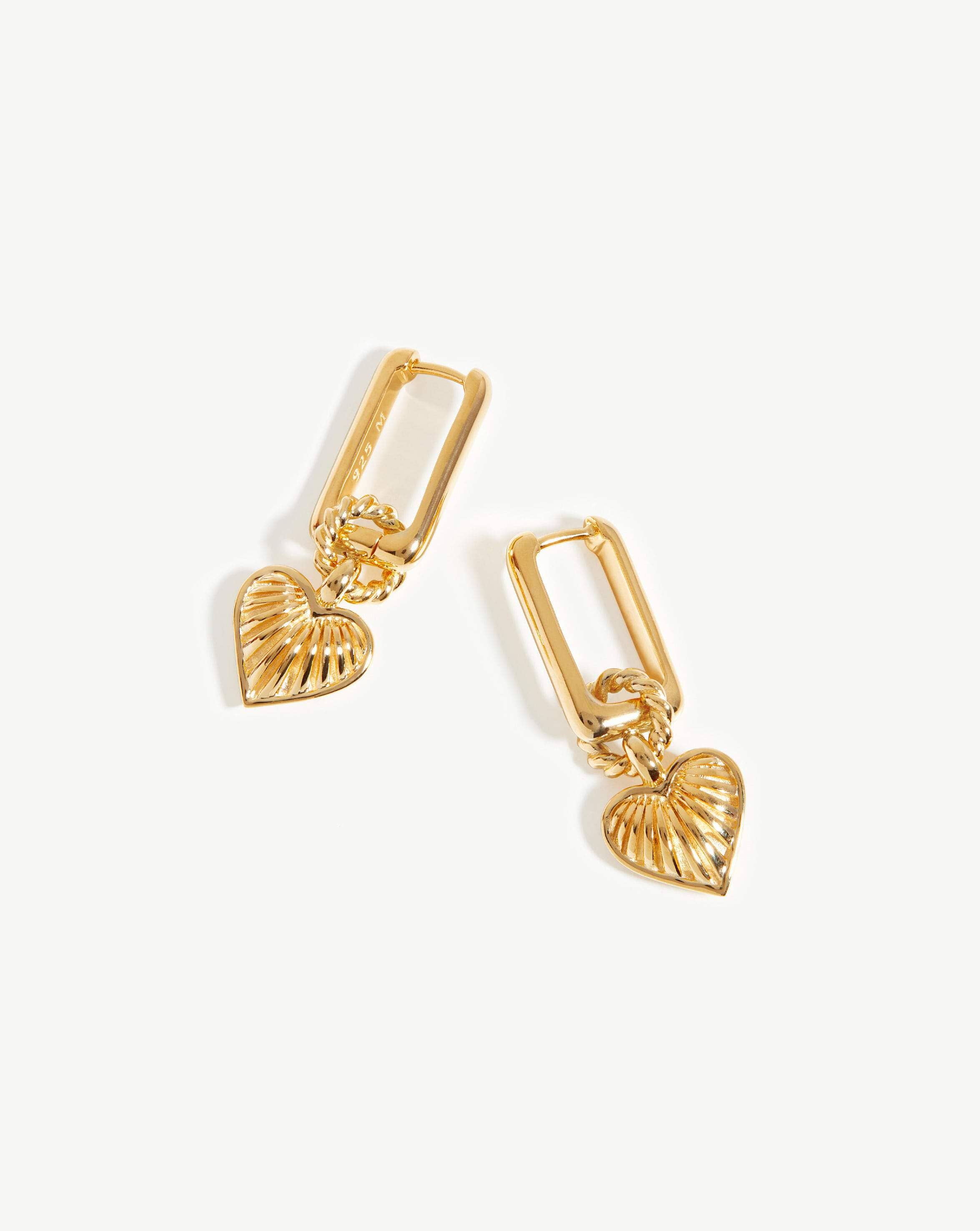 Ridge Heart Charm Earrings | 18ct Gold Plated Vermeil