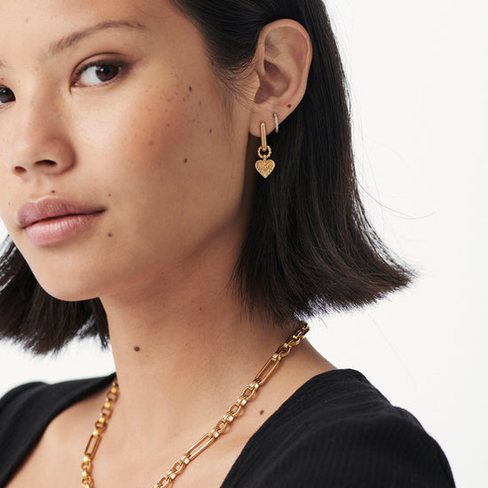 Ridge Heart Charm Earrings | 18ct Gold Plated Vermeil Earrings Missoma