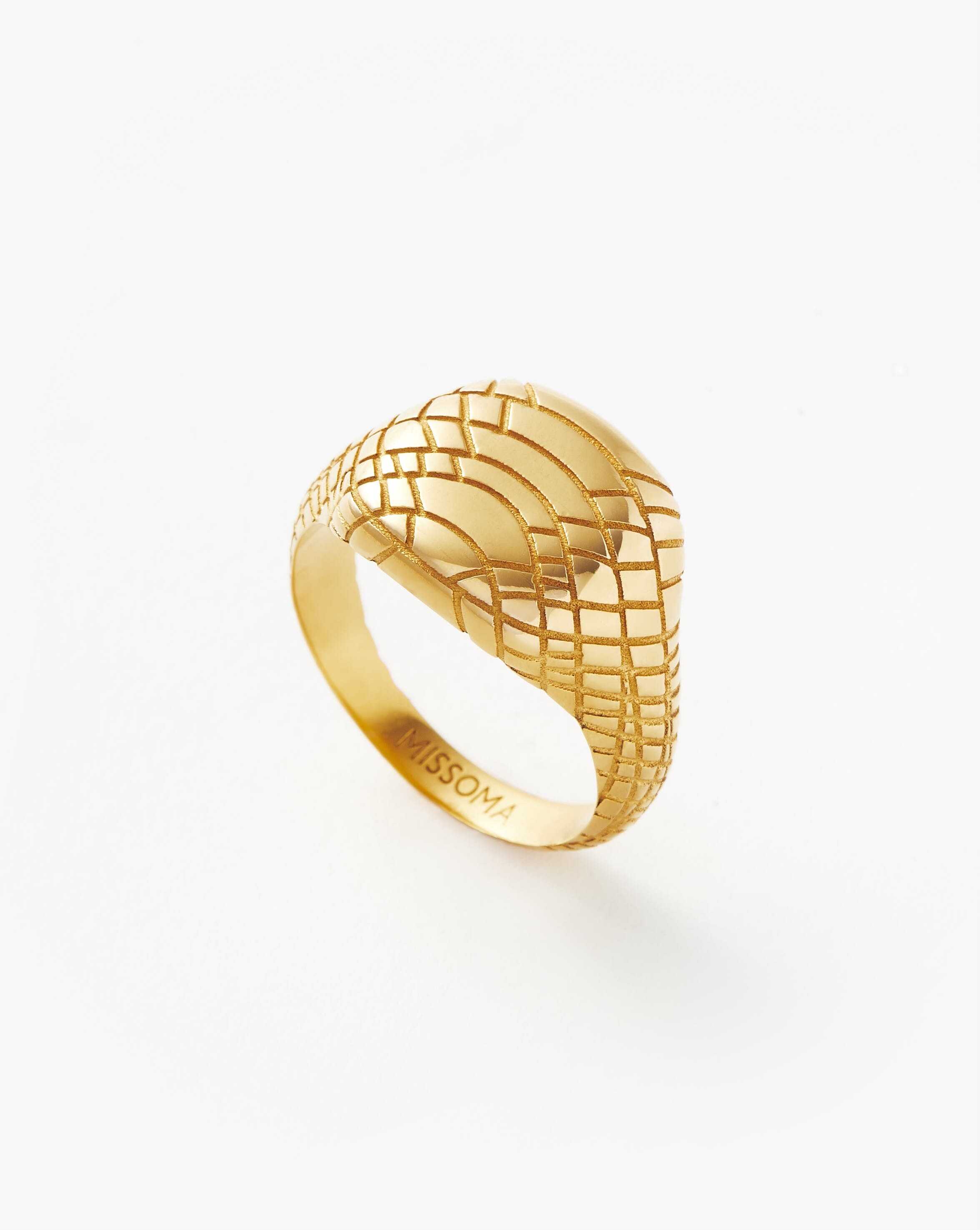 Serpent Textured Signet Ring 18ct Gold Plated Missoma