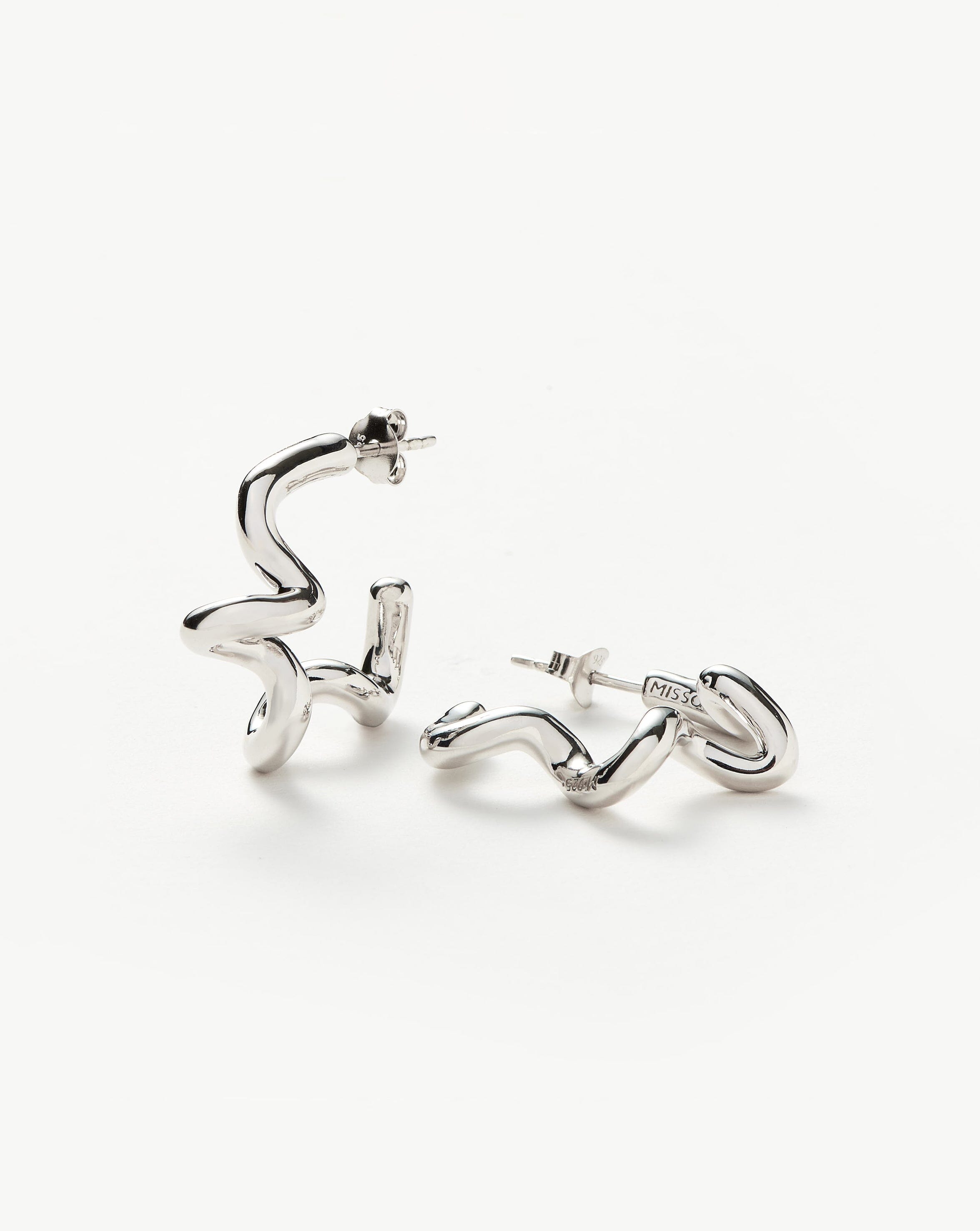 Squiggle Medium Hoop Earrings | Sterling Silver