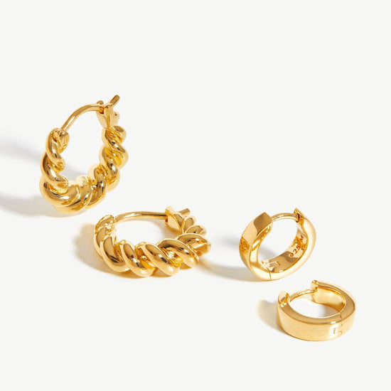 Twisted & Chubby Huggies Earring Set | 18ct Gold Plated Vermeil Earrings Missoma