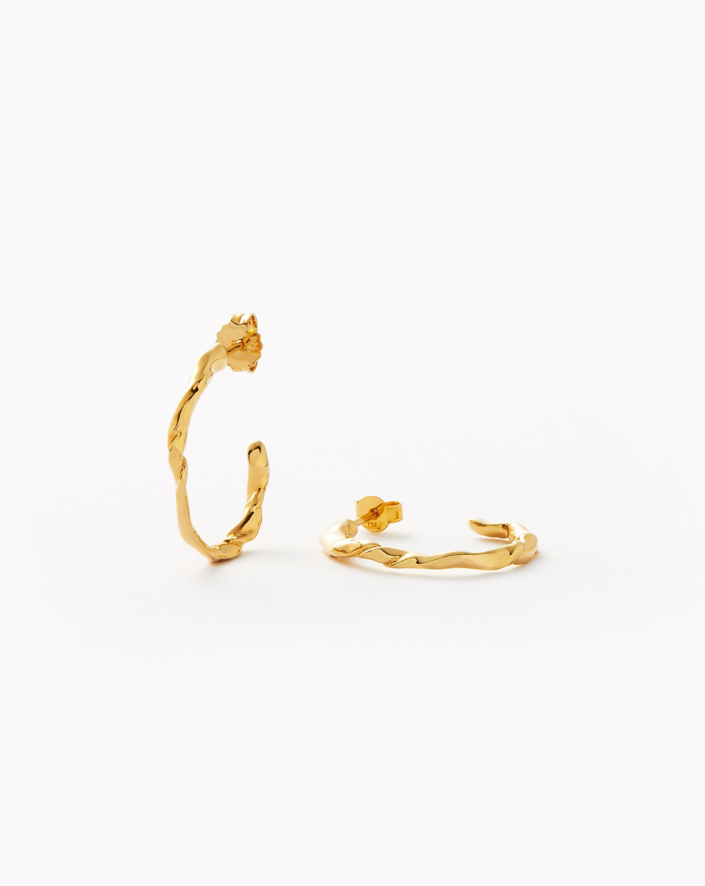 Small gold twisted hoop earrings hot sale