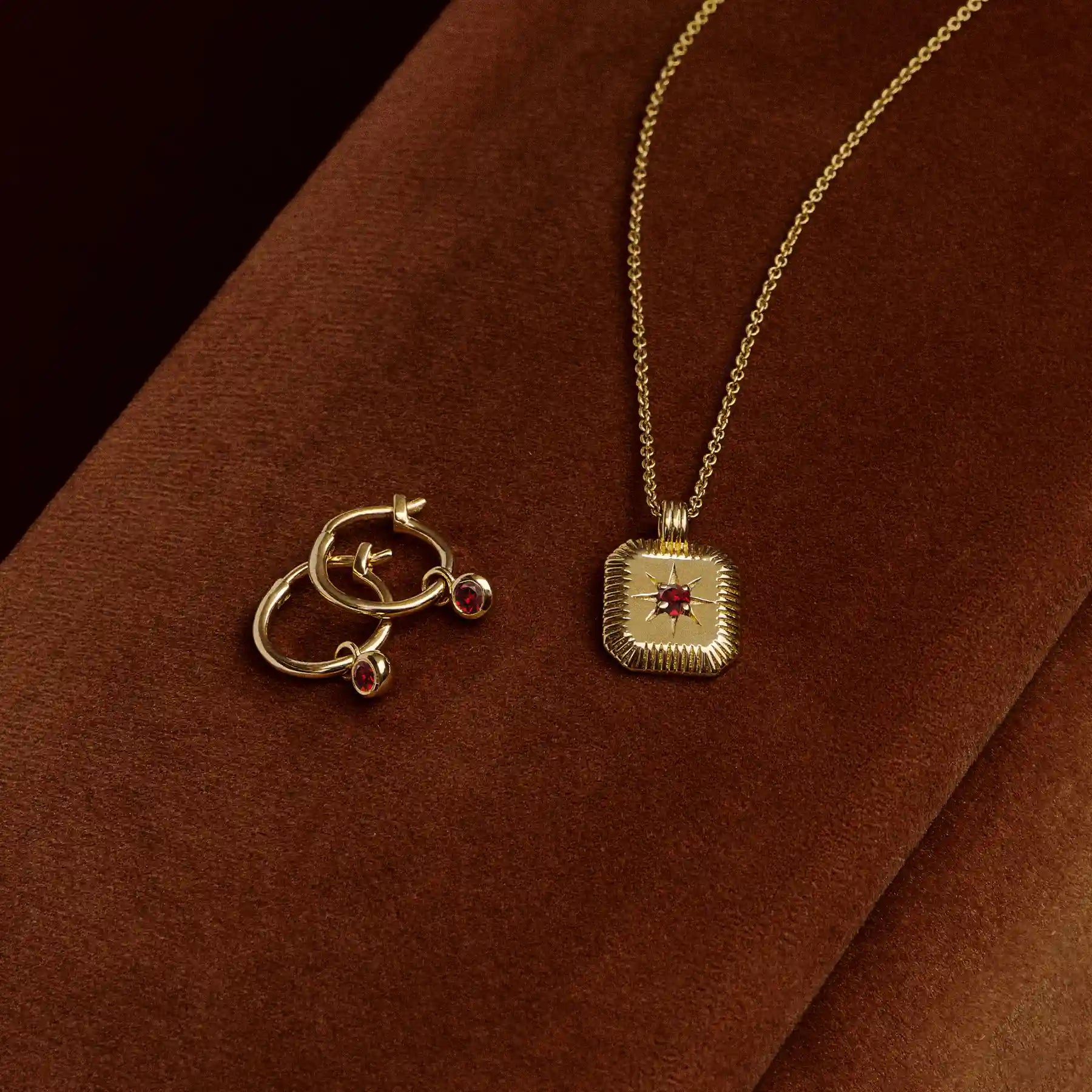 Gold Plated Birthstone Necklace and earrings