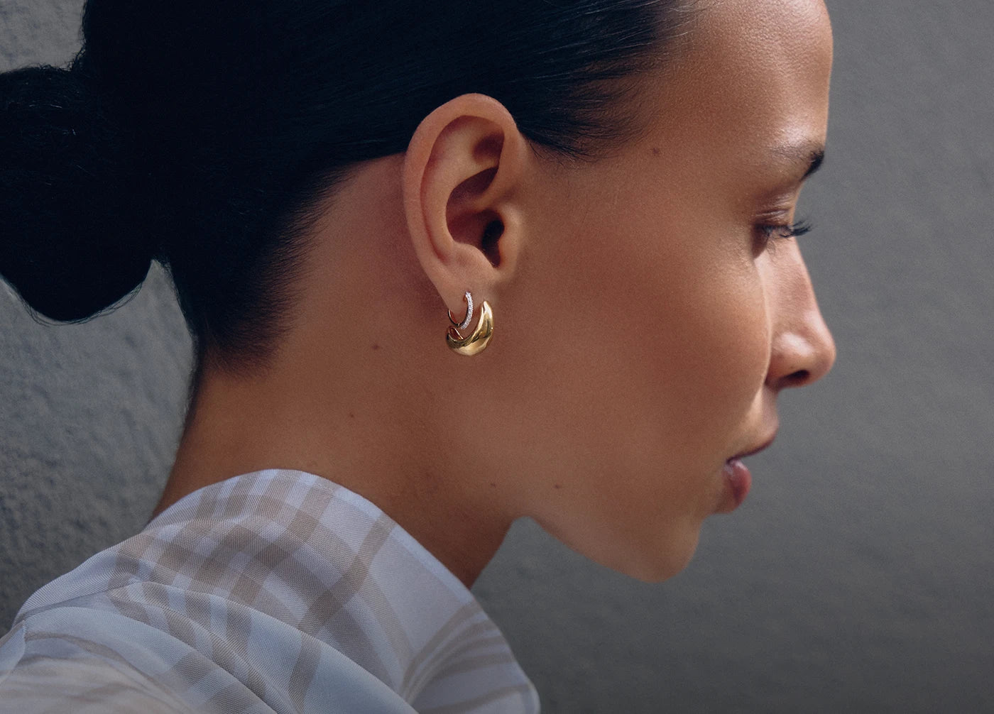 gold and pave small hoop earrings