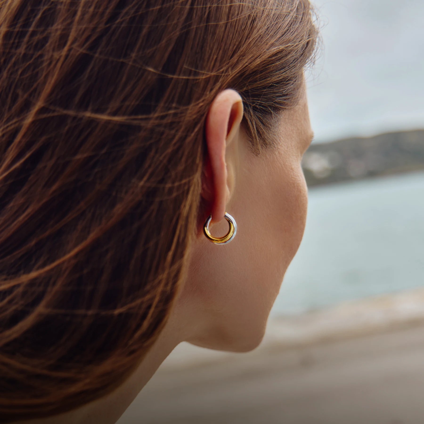 mix metal gold and silver hoop earrings