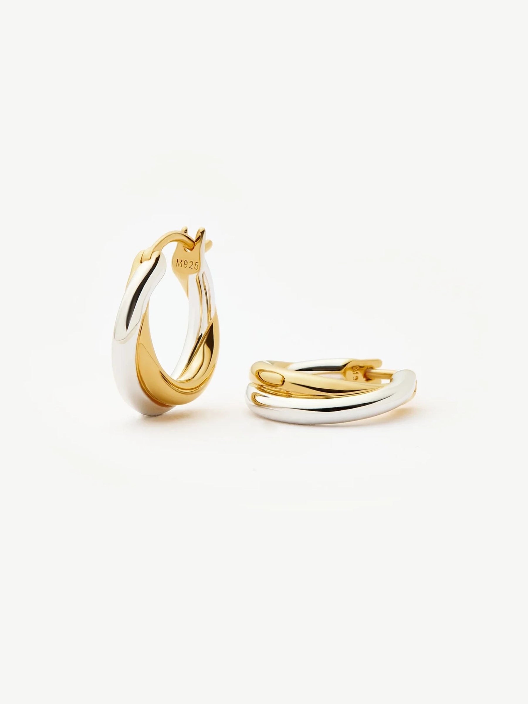 mix metal gold and silver hoop earrings