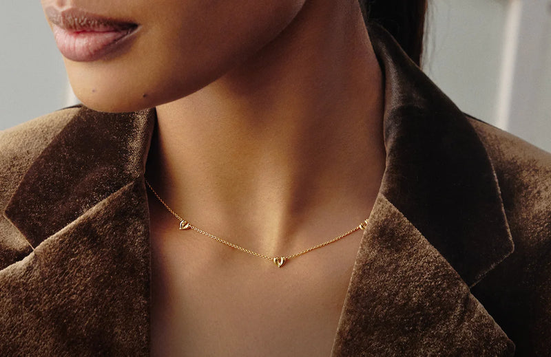 mini heart choker chain necklace in gold