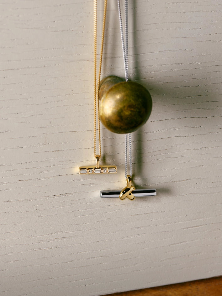Mixed Metal T-bar Necklaces