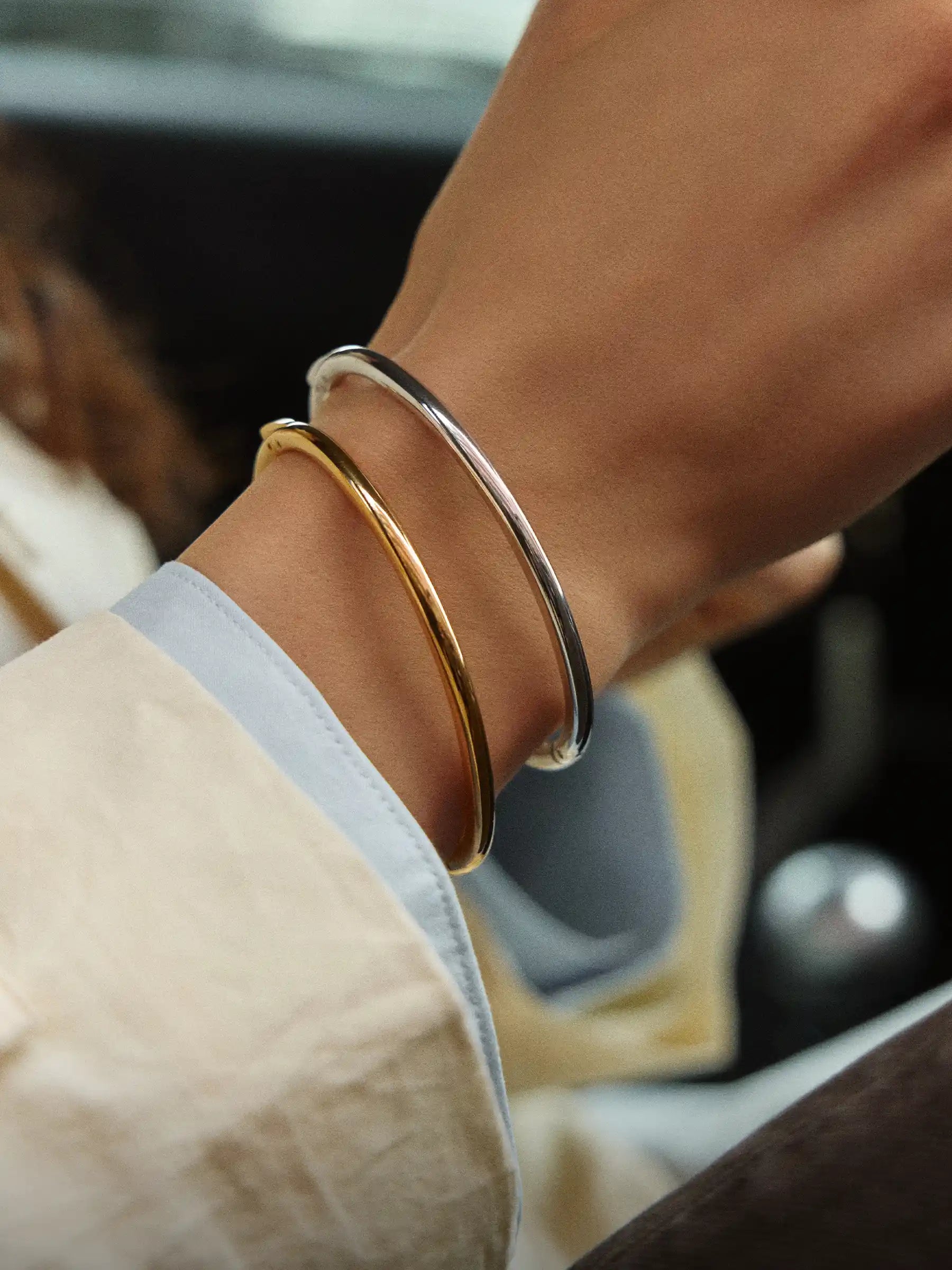 Bangles water-resistance silver and gold
