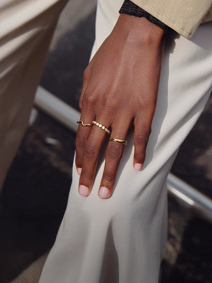 Gold tennis and mixed metal stacking rings