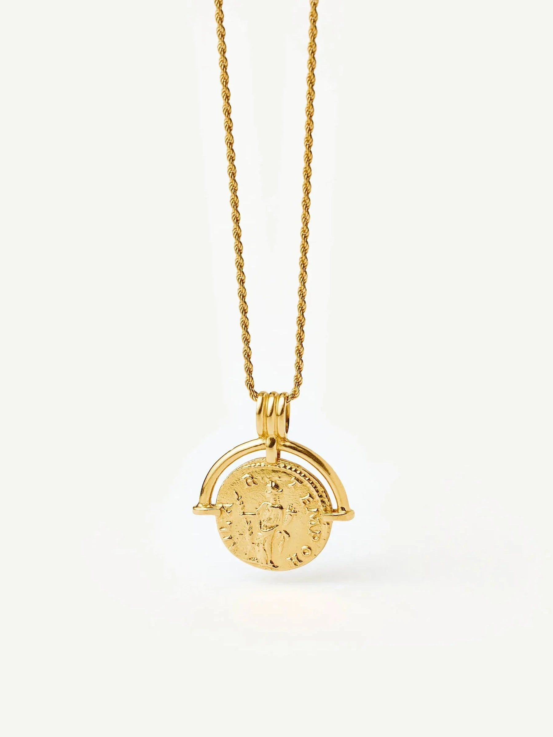 roman arc gold coin necklace