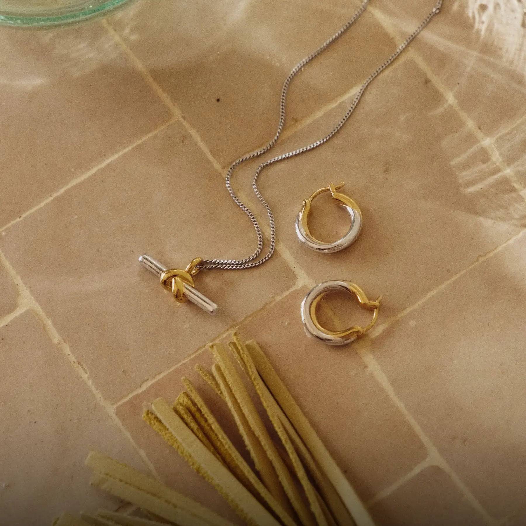 Gold Birthstone Necklace and Earrings