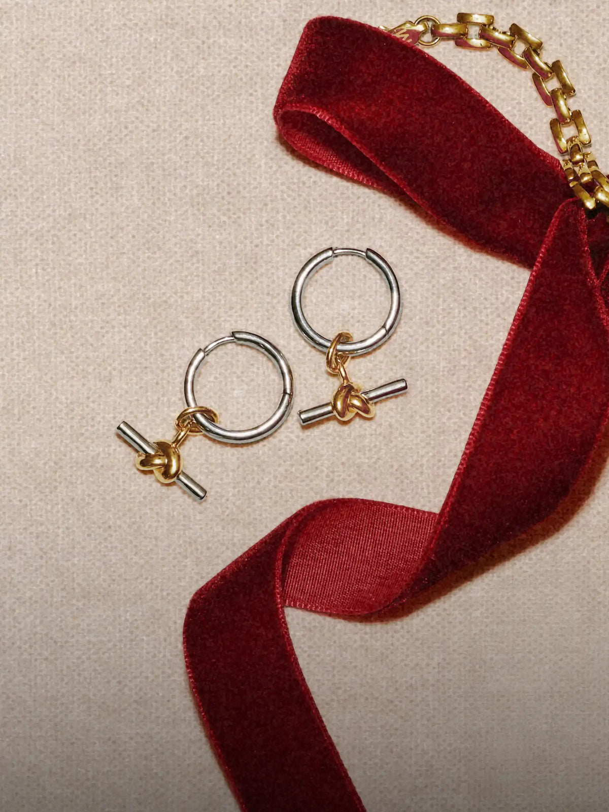 mix metal gold and silver hoop earrings