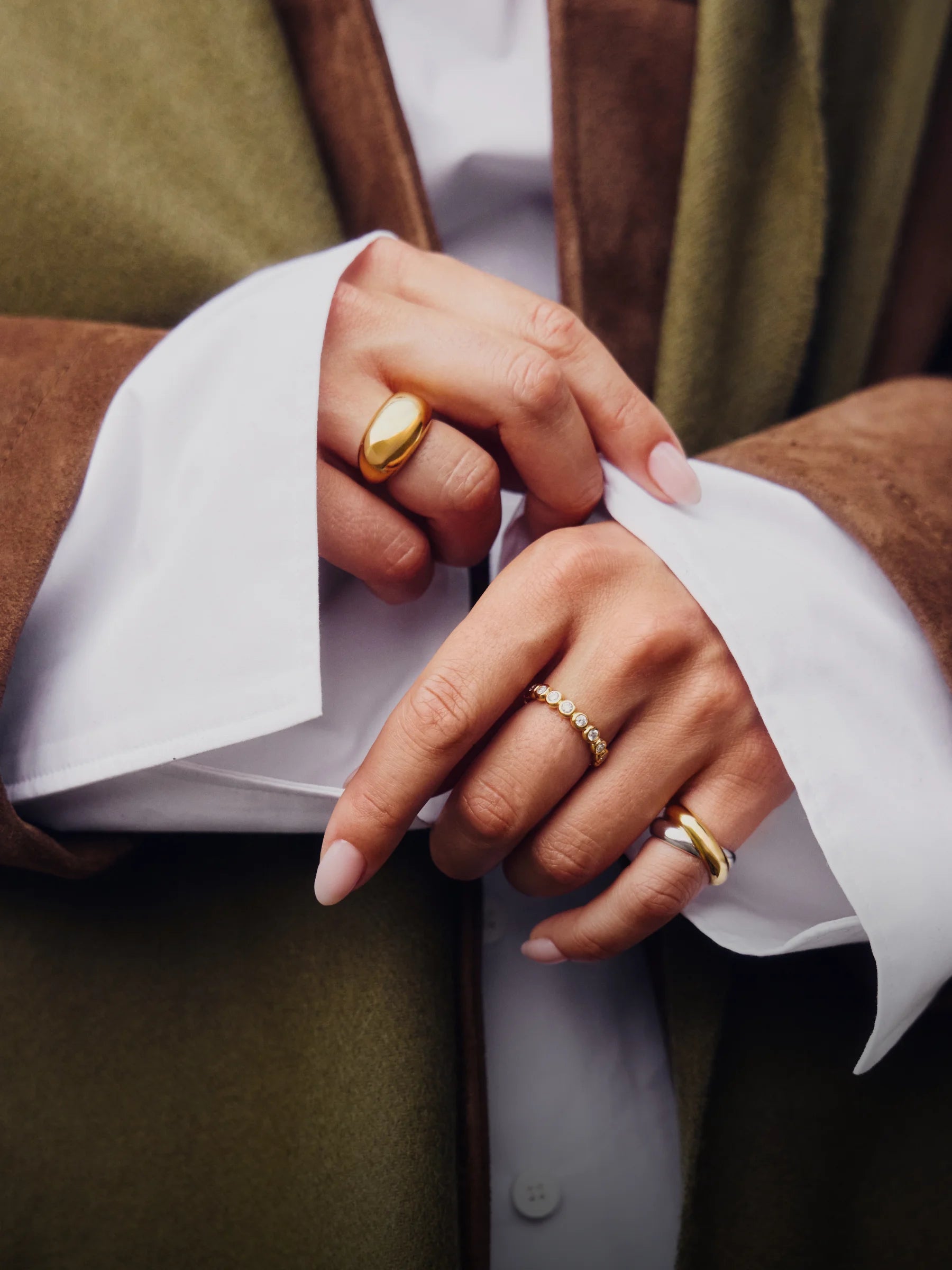 gold and silver ring stack