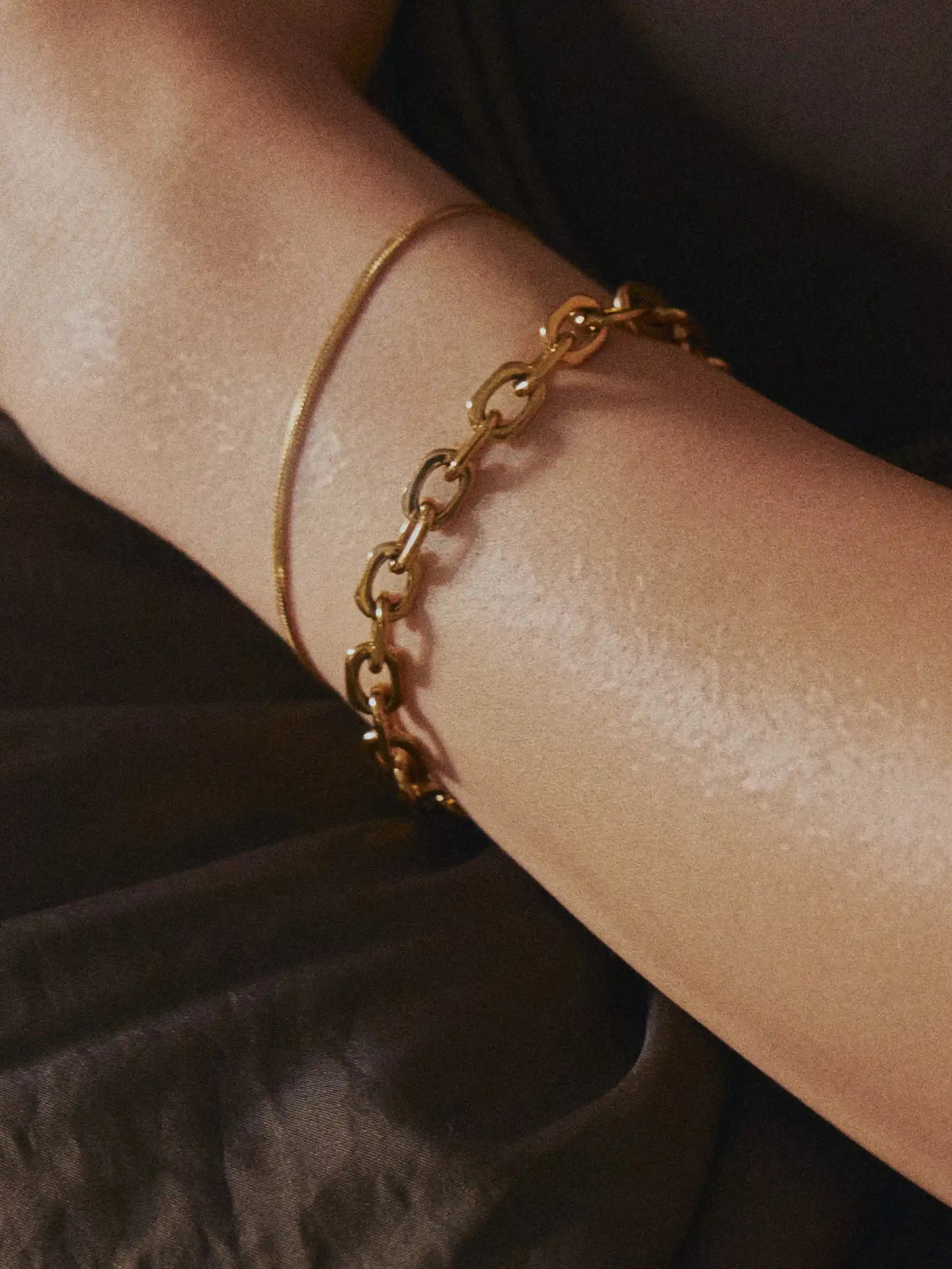 Gold Bracelet on wrist