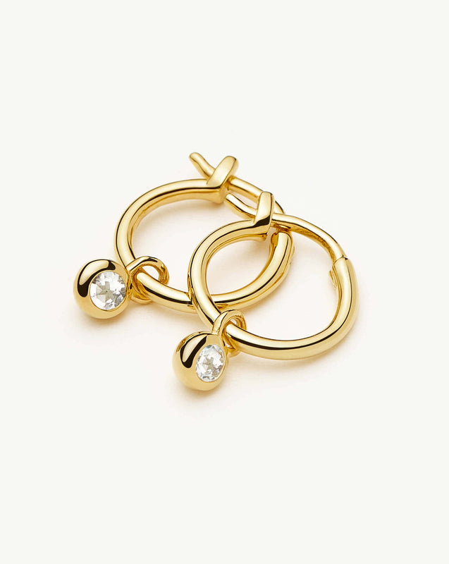 April Birthstone Mini Charm Hoop Earrings | 18ct Gold Plated/Crystal