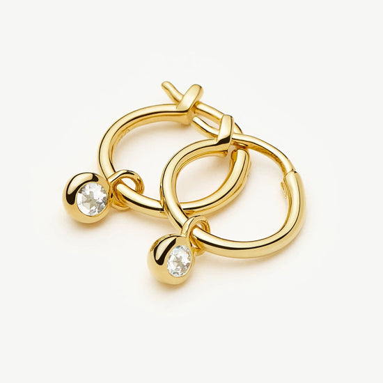 April Birthstone Mini Charm Hoop Earrings | 18ct Gold Vermeil/Crystal Earrings Missoma 