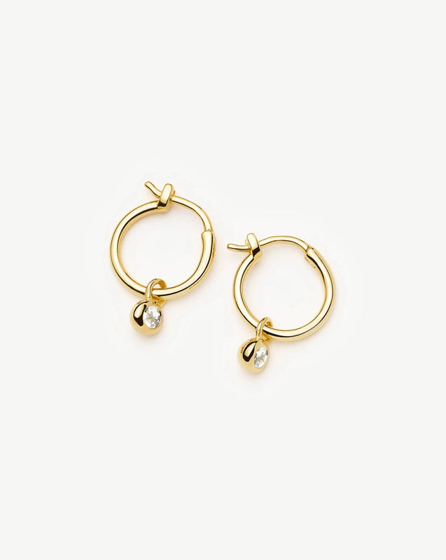 April Birthstone Mini Charm Hoop Earrings | 18ct Gold Plated/Crystal