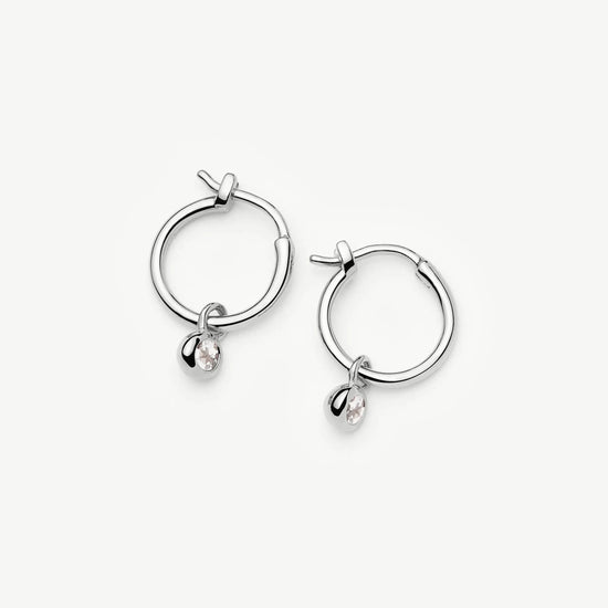 April Birthstone Mini Charm Hoop Earrings | Sterling Silver/Crystal Earrings Missoma 