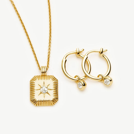 April Birthstone Necklace & Charm Earrings Set | 18ct Gold Vermeil/Crystal Necklaces Missoma 