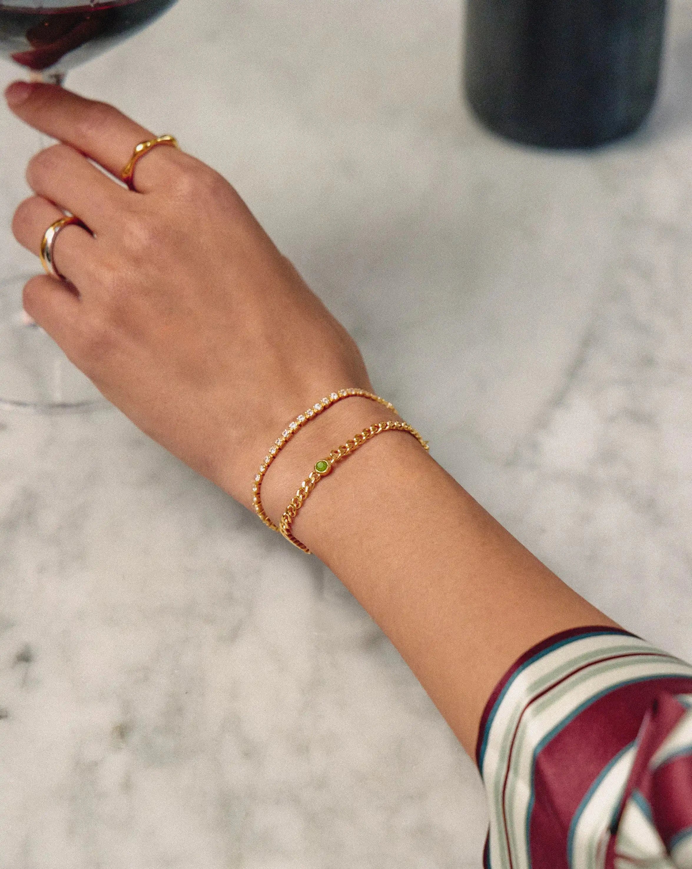 August Birthstone Chain Bracelet | 18ct Gold Plated Vermeil/Peridot Bracelets Missoma 