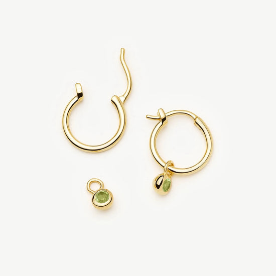 August Birthstone Mini Charm Hoop Earrings | 18ct Gold Vermeil/Peridot Earrings Missoma 