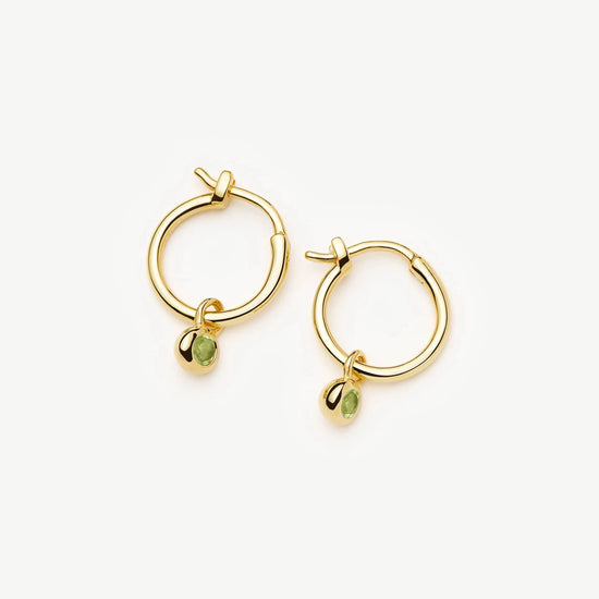 August Birthstone Mini Charm Hoop Earrings | 18ct Gold Vermeil/Peridot Earrings Missoma 