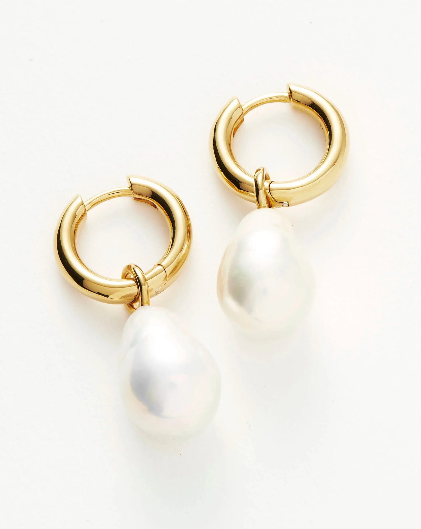 Baroque Pearl Drop Tunnel Mini Hoop Earrings | 18ct Gold Vermeil/Pearl Earrings Missoma 