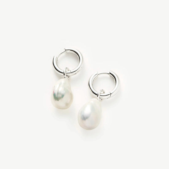 Baroque Pearl Drop Tunnel Mini Hoop Earrings | Sterling Silver Earrings Missoma 