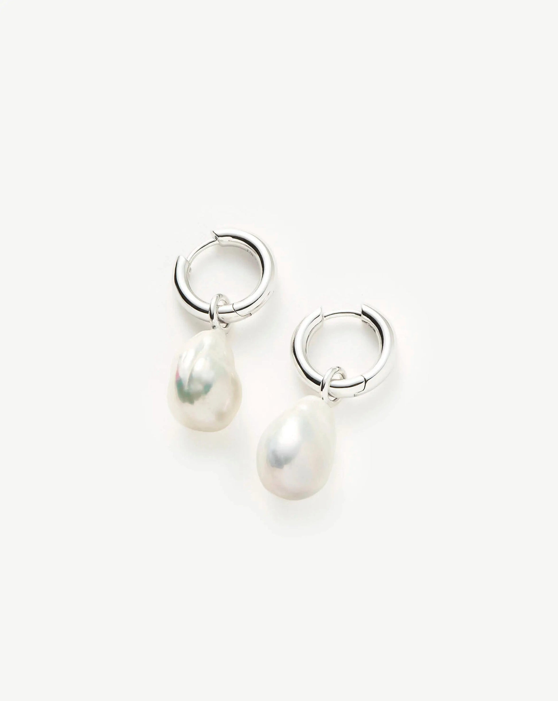 Baroque Pearl Drop Tunnel Mini Hoop Earrings | Sterling Silver Earrings Missoma 