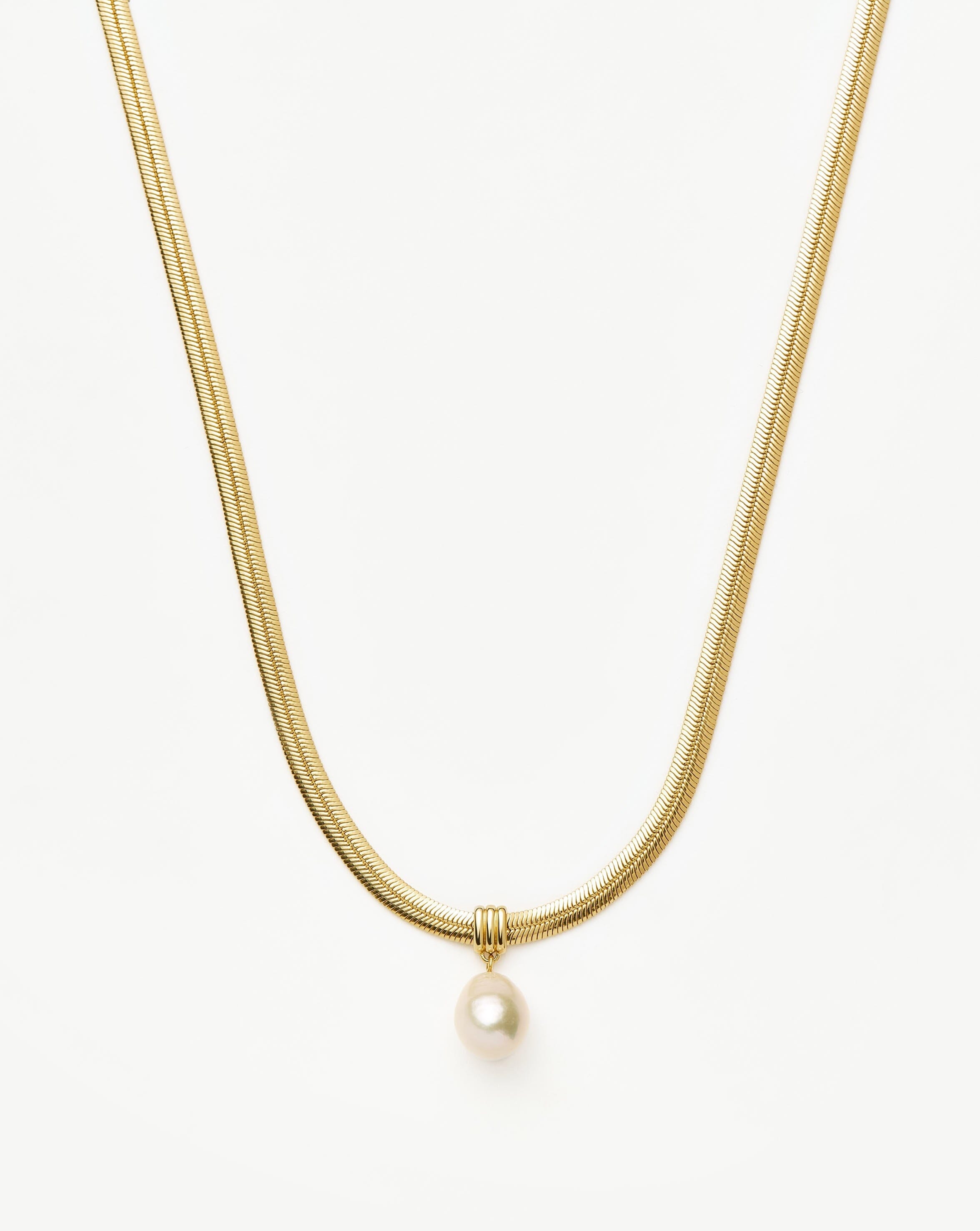 Baroque Pearl Snake Chain Pendant Necklace | 18ct Gold Plated Vermeil/Pearl Necklaces Missoma 