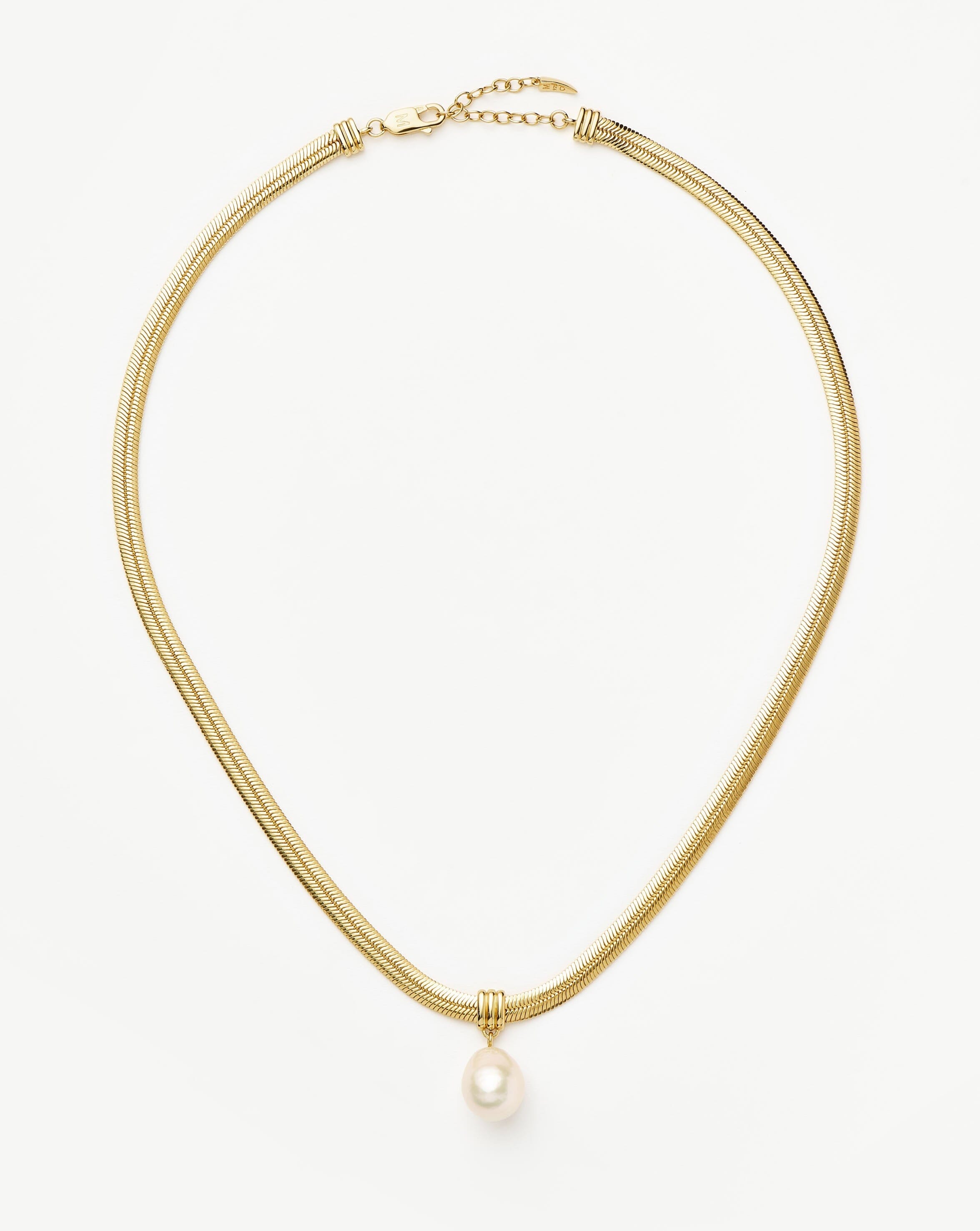 Baroque Pearl Snake Chain Pendant Necklace | 18ct Gold Plated Vermeil/Pearl Necklaces Missoma 