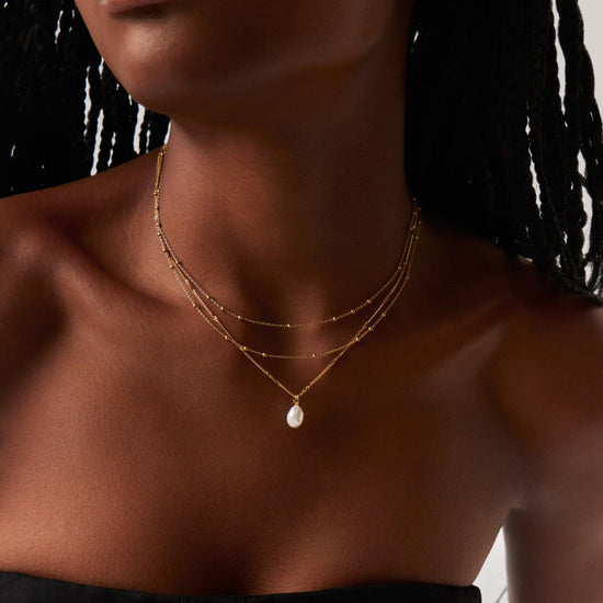 Baroque Pearl Twisted Chain Necklace | 18ct Gold Plated Vermeil/Pearl Necklaces Missoma 