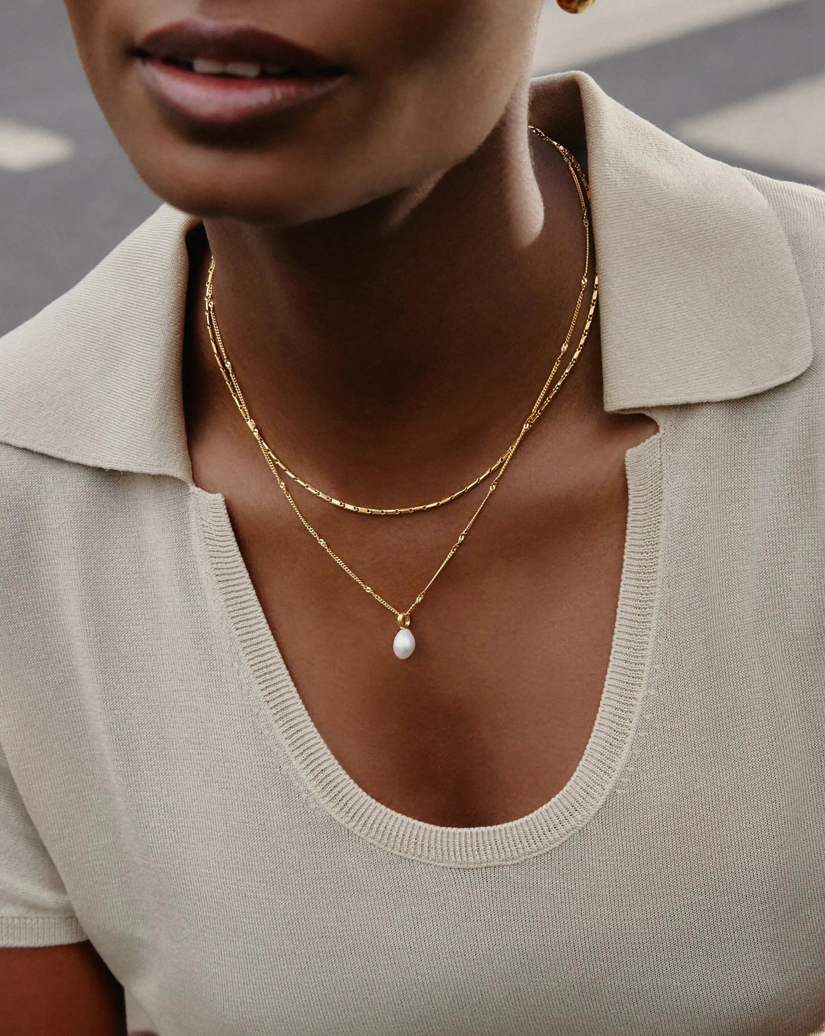 Baroque Pearl Twisted Chain Necklace | 18ct Gold Vermeil/Pearl Necklaces Missoma 