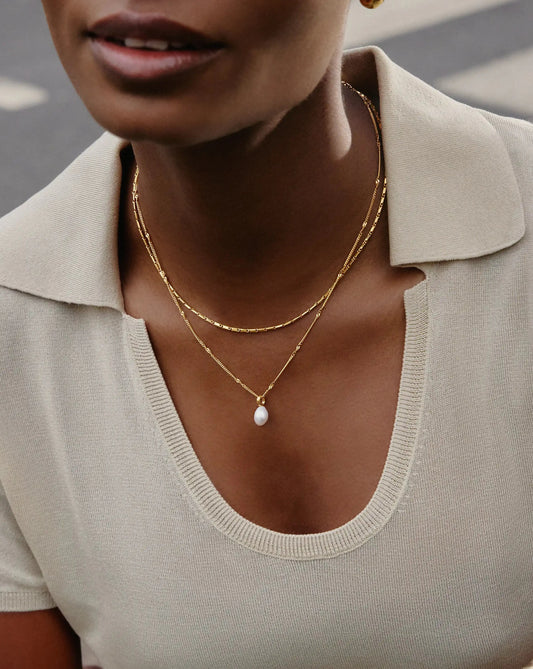 Baroque Pearl Twisted Chain Necklace | 18ct Gold Vermeil/Pearl Necklaces Missoma 