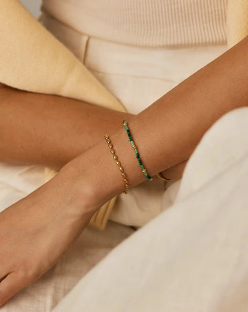 Beaded Gemstone Bracelet | 18ct Gold Plated/Mojito Green Bracelets Missoma 