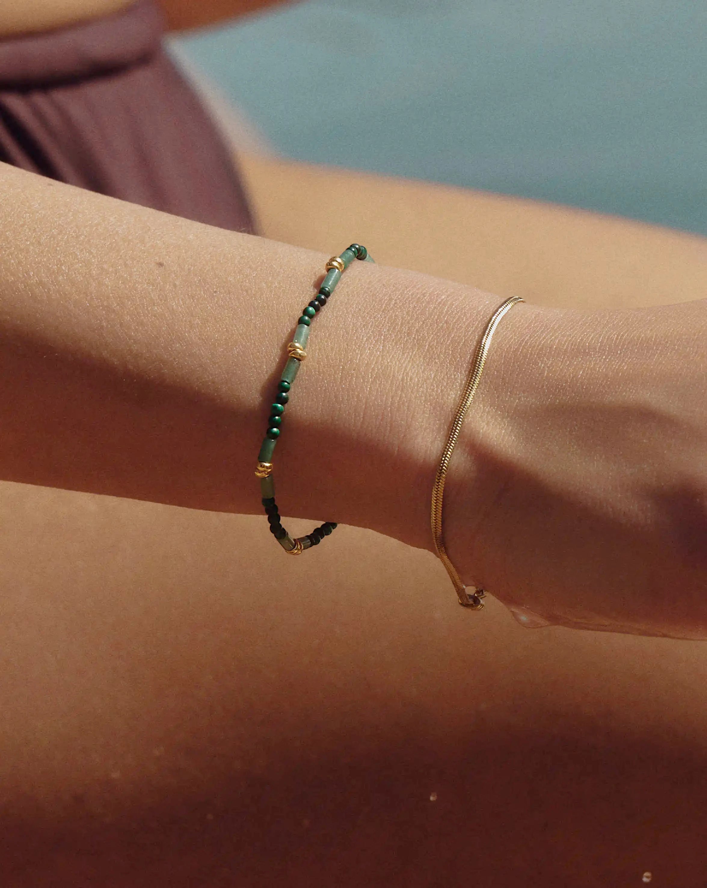 Beaded Gemstone Bracelet | 18ct Gold Plated/Mojito Green Bracelets Missoma 