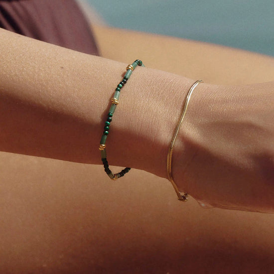 Beaded Gemstone Bracelet | 18ct Gold Plated/Mojito Green Bracelets Missoma 