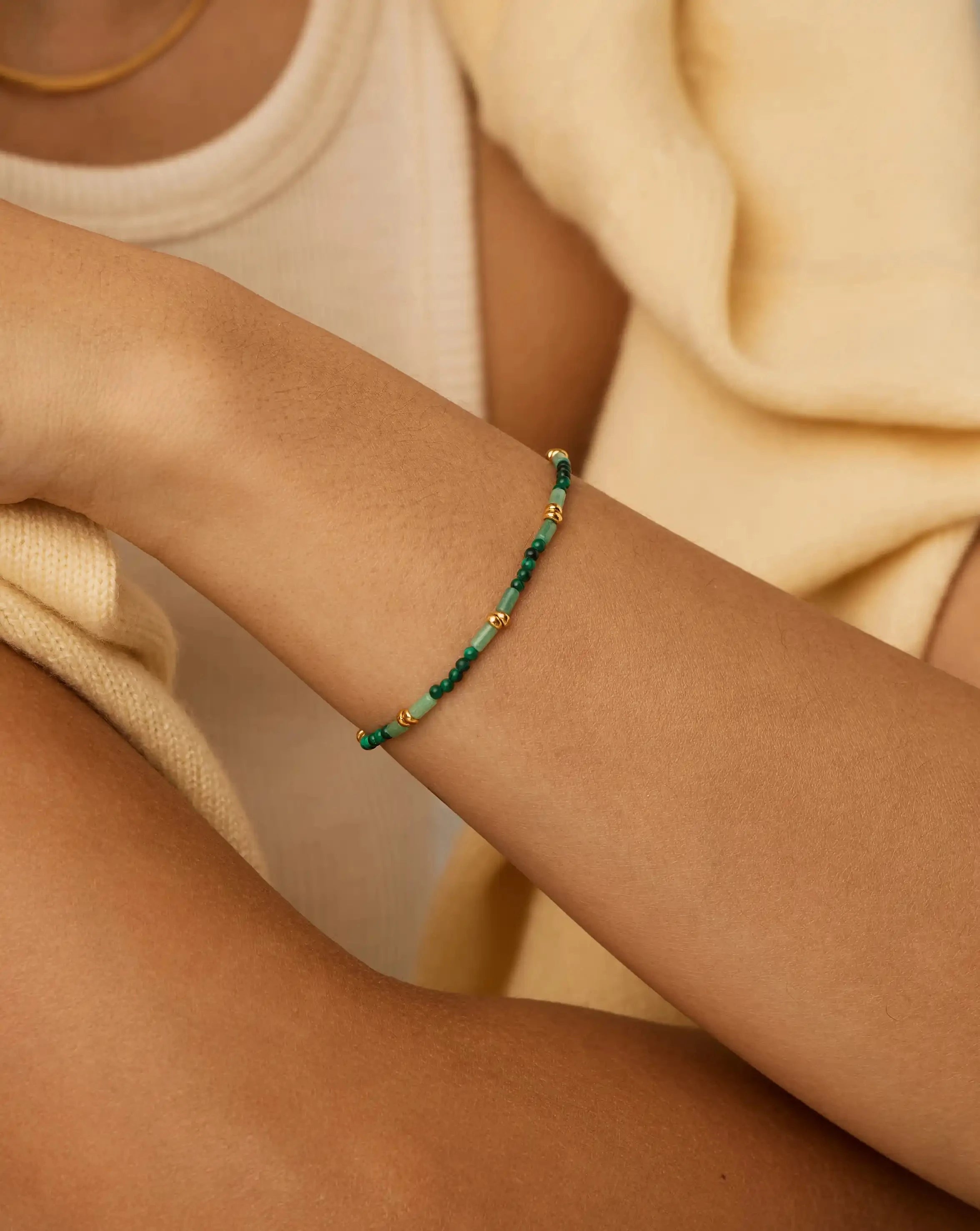 Beaded Gemstone Bracelet | 18ct Gold Plated/Mojito Green Bracelets Missoma 