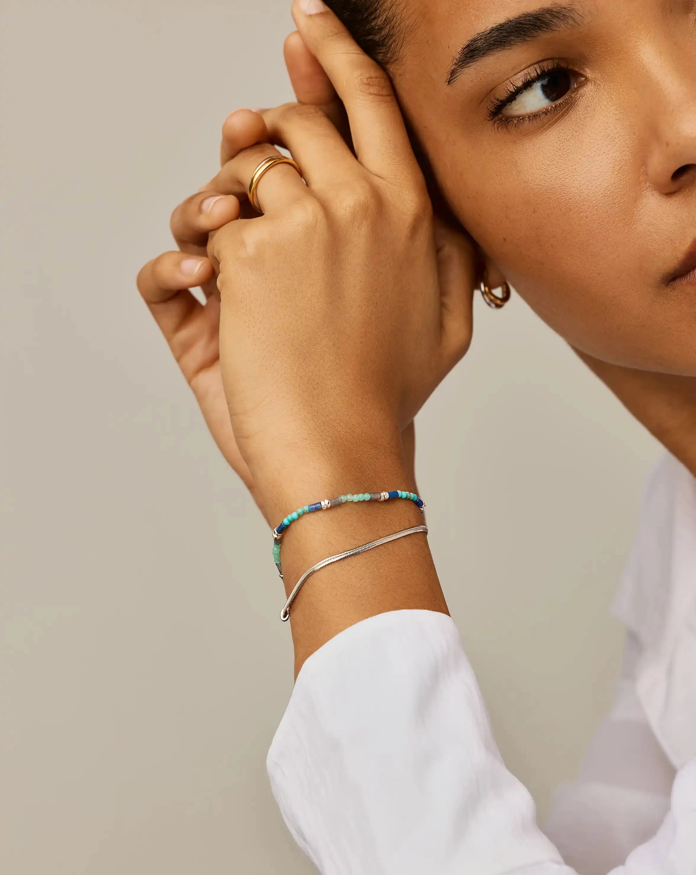 Beaded Gemstone Bracelet | Silver Plated/Lagoon Blue Bracelets Missoma 