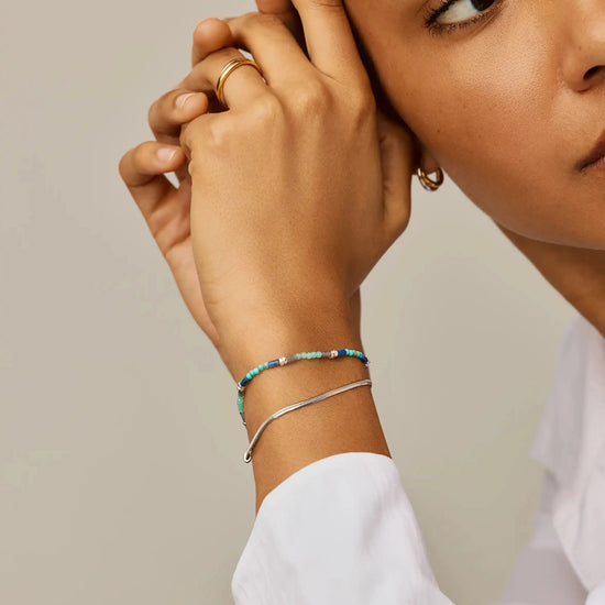 Beaded Gemstone Bracelet | Silver Plated/Lagoon Blue Bracelets Missoma 