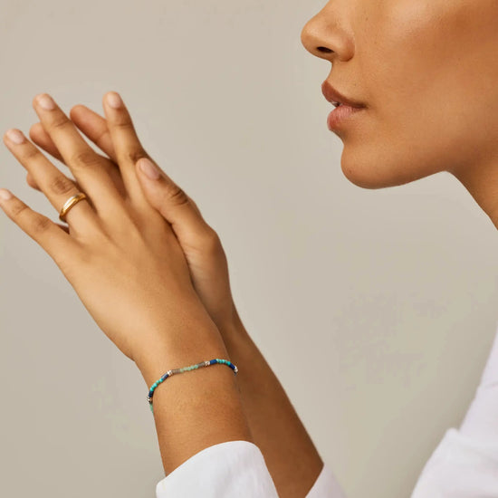 Beaded Gemstone Bracelet | Silver Plated/Lagoon Blue Bracelets Missoma 